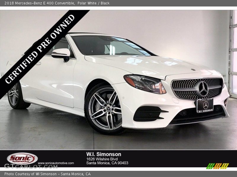 Polar White / Black 2018 Mercedes-Benz E 400 Convertible