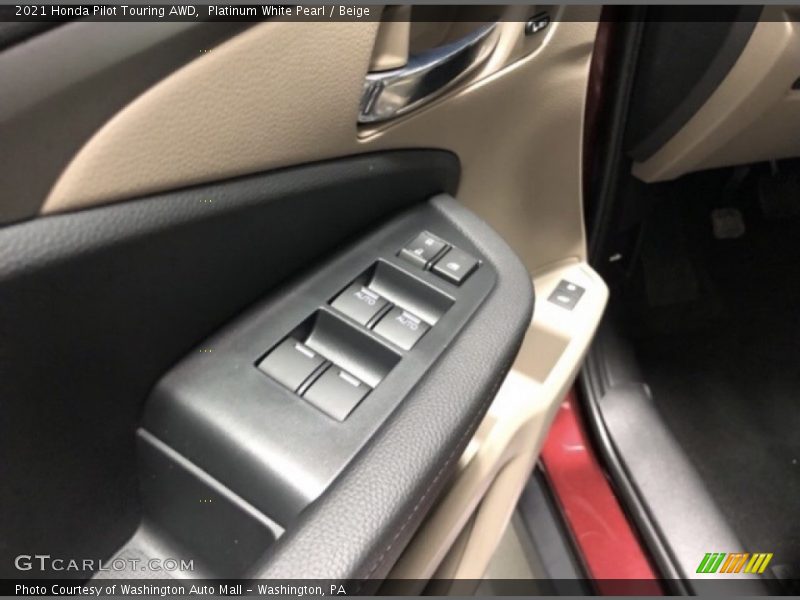 Platinum White Pearl / Beige 2021 Honda Pilot Touring AWD