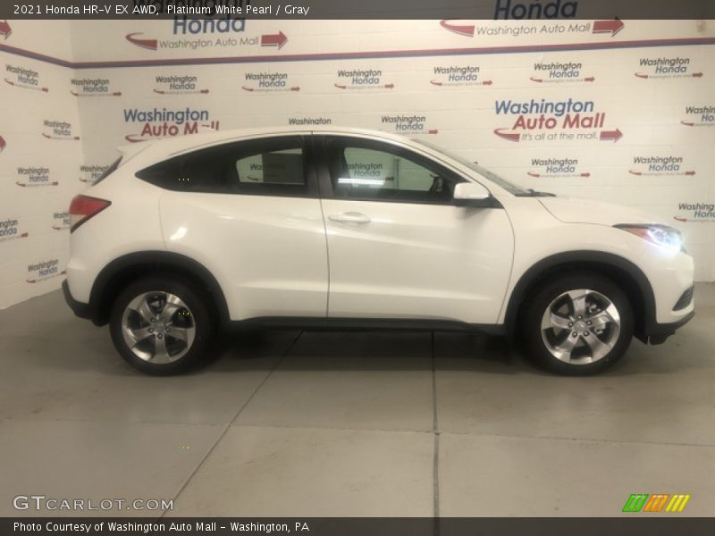 Platinum White Pearl / Gray 2021 Honda HR-V EX AWD