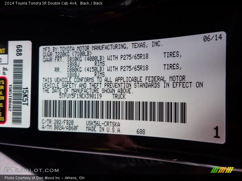 Black / Black 2014 Toyota Tundra SR Double Cab 4x4