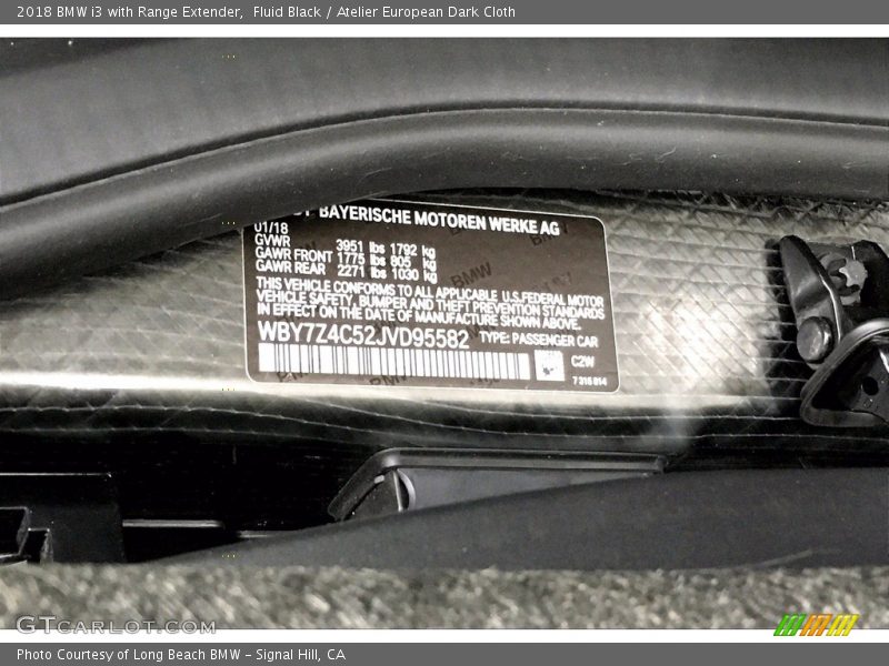 Fluid Black / Atelier European Dark Cloth 2018 BMW i3 with Range Extender