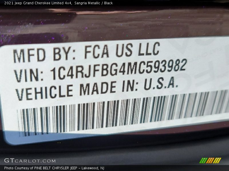 Sangria Metallic / Black 2021 Jeep Grand Cherokee Limited 4x4