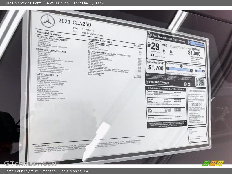 Night Black / Black 2021 Mercedes-Benz CLA 250 Coupe