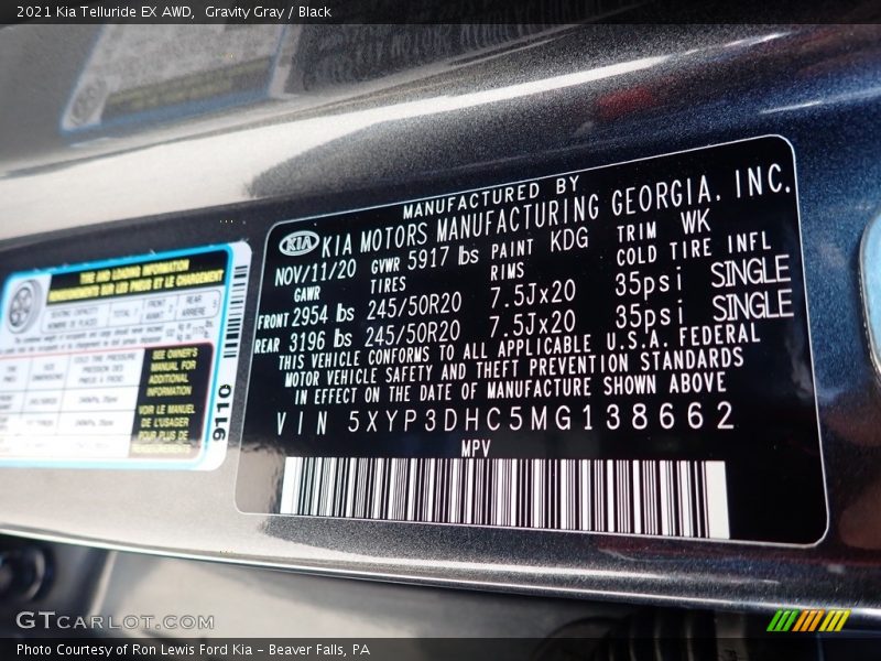 Gravity Gray / Black 2021 Kia Telluride EX AWD
