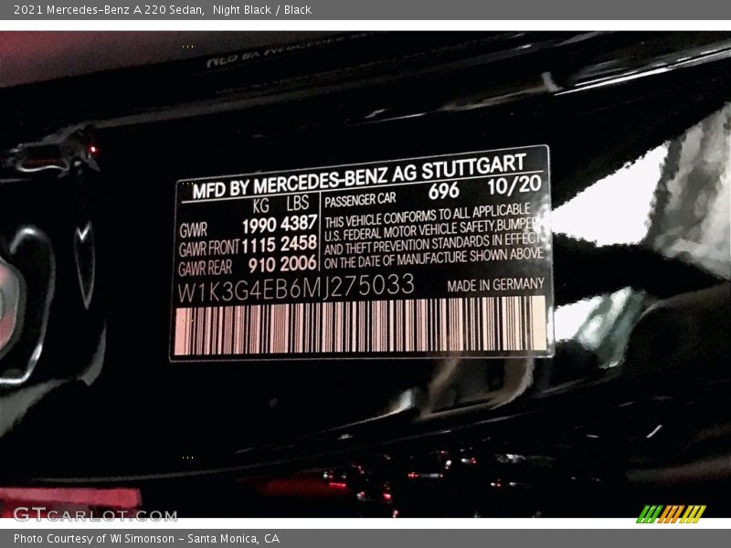 Night Black / Black 2021 Mercedes-Benz A 220 Sedan