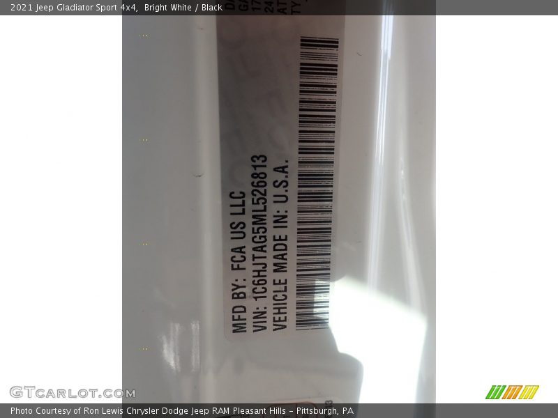 Bright White / Black 2021 Jeep Gladiator Sport 4x4