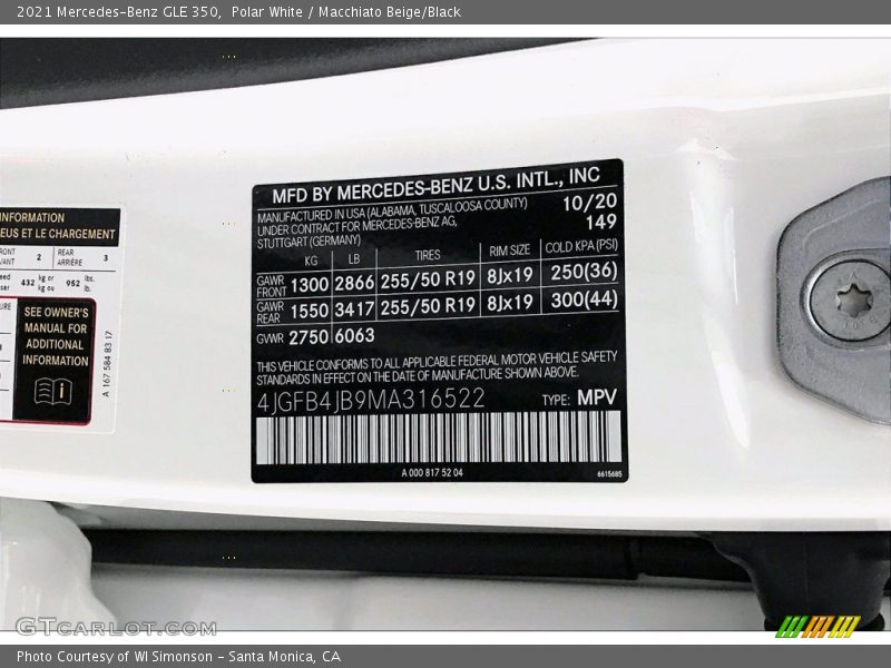 Polar White / Macchiato Beige/Black 2021 Mercedes-Benz GLE 350