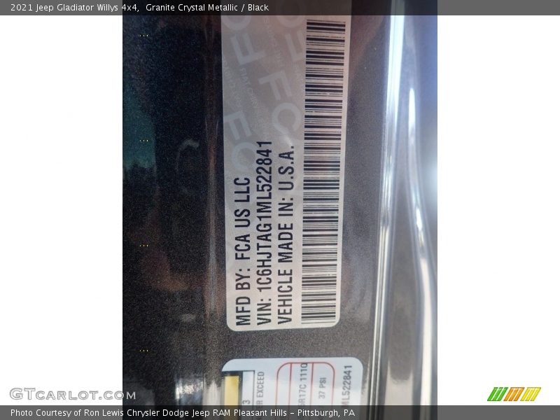 Granite Crystal Metallic / Black 2021 Jeep Gladiator Willys 4x4