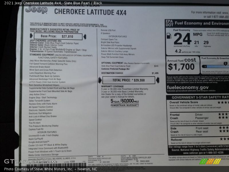 Slate Blue Pearl / Black 2021 Jeep Cherokee Latitude 4x4