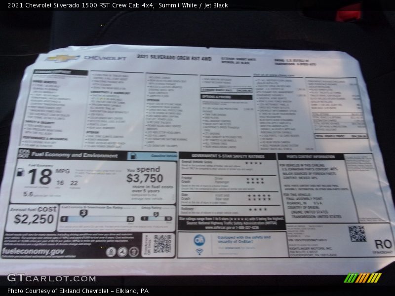 Summit White / Jet Black 2021 Chevrolet Silverado 1500 RST Crew Cab 4x4