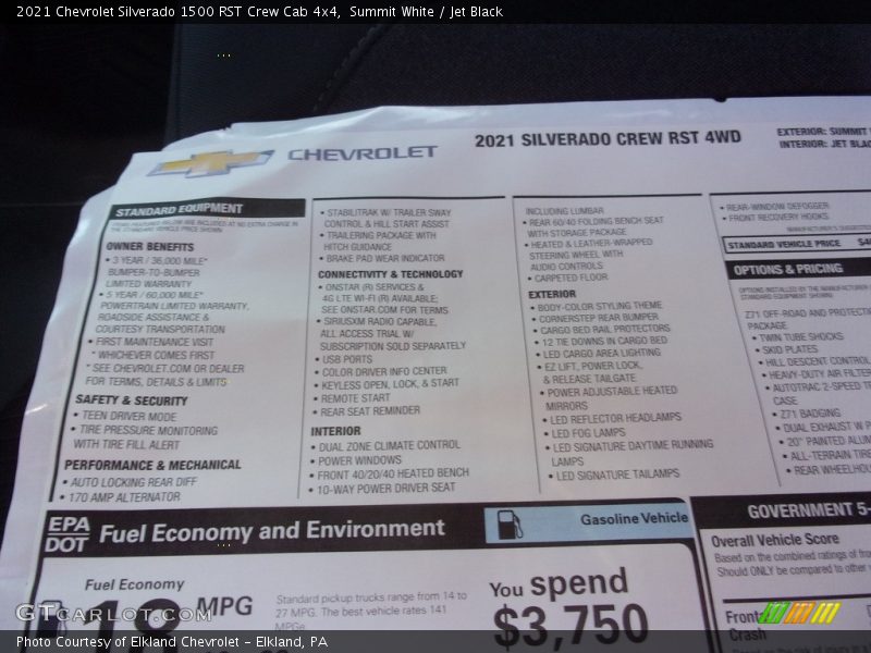 Summit White / Jet Black 2021 Chevrolet Silverado 1500 RST Crew Cab 4x4
