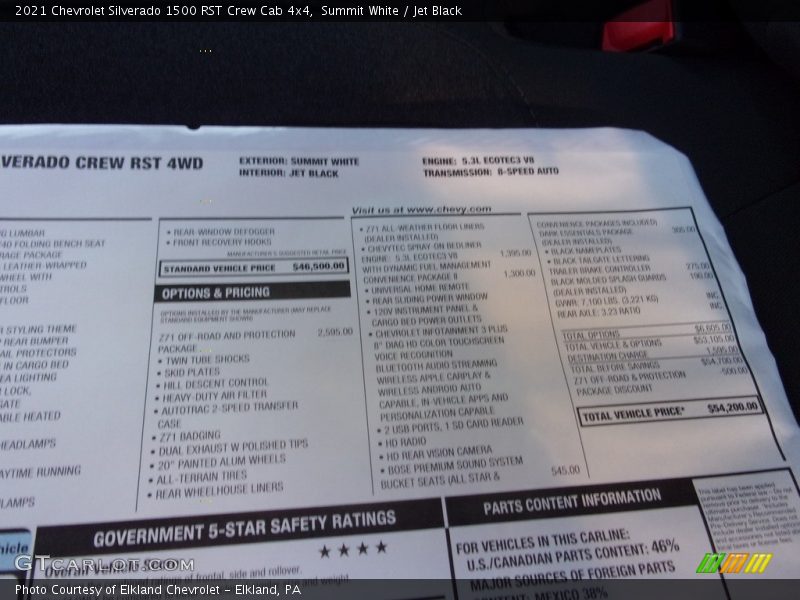 Summit White / Jet Black 2021 Chevrolet Silverado 1500 RST Crew Cab 4x4