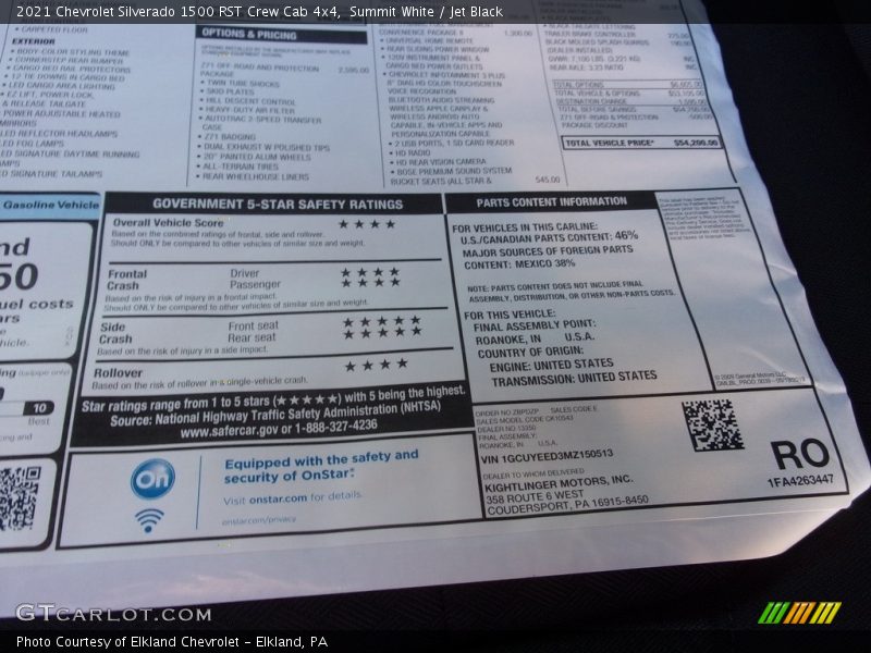 Summit White / Jet Black 2021 Chevrolet Silverado 1500 RST Crew Cab 4x4