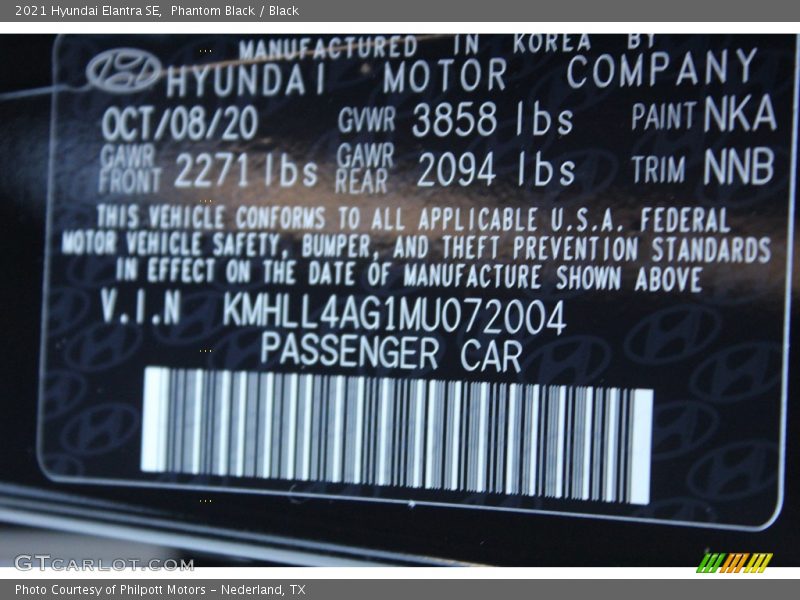 Phantom Black / Black 2021 Hyundai Elantra SE