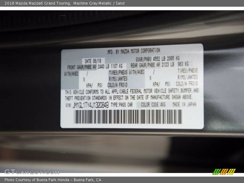 Machine Gray Metallic / Sand 2018 Mazda Mazda6 Grand Touring