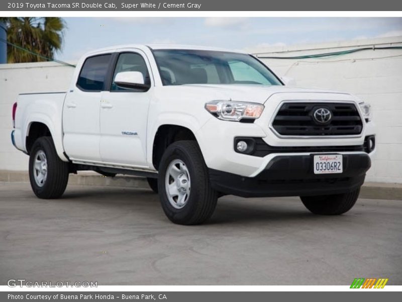 Super White / Cement Gray 2019 Toyota Tacoma SR Double Cab