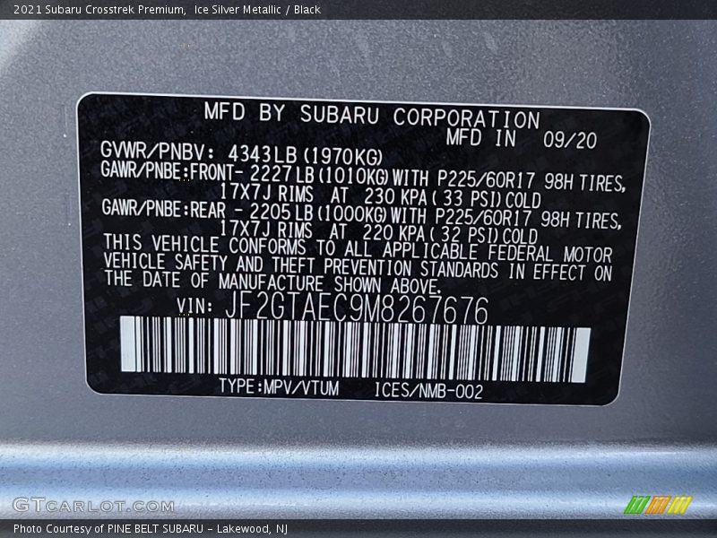 Ice Silver Metallic / Black 2021 Subaru Crosstrek Premium