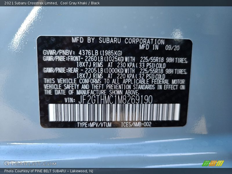Cool Gray Khaki / Black 2021 Subaru Crosstrek Limited