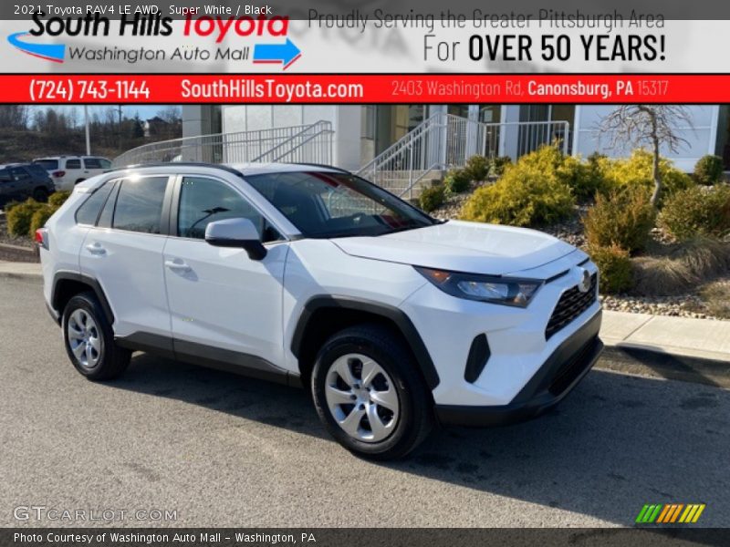 Super White / Black 2021 Toyota RAV4 LE AWD
