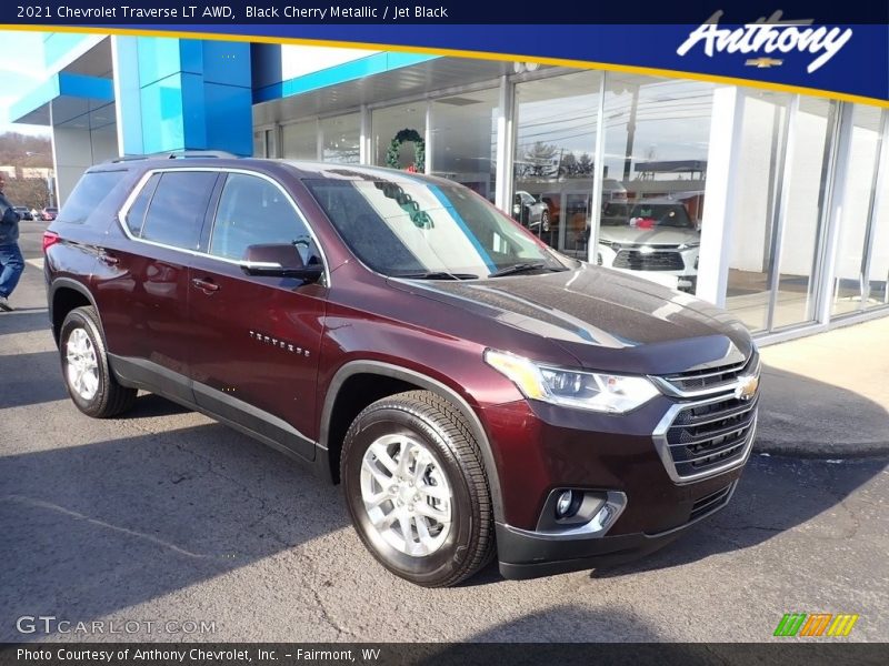 Black Cherry Metallic / Jet Black 2021 Chevrolet Traverse LT AWD