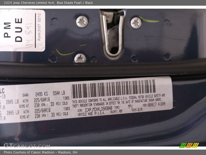 Blue Shade Pearl / Black 2020 Jeep Cherokee Limited 4x4