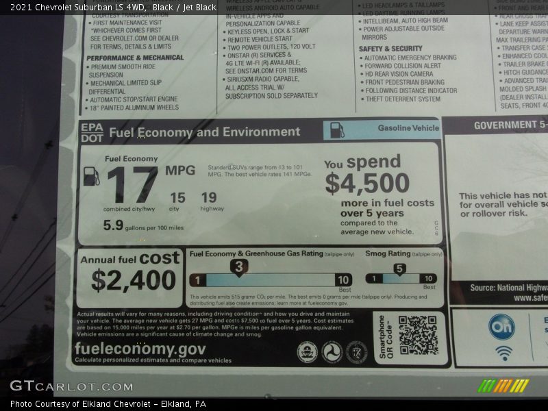 Black / Jet Black 2021 Chevrolet Suburban LS 4WD