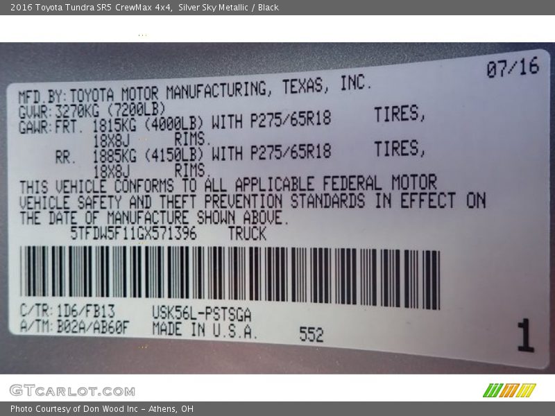 Silver Sky Metallic / Black 2016 Toyota Tundra SR5 CrewMax 4x4