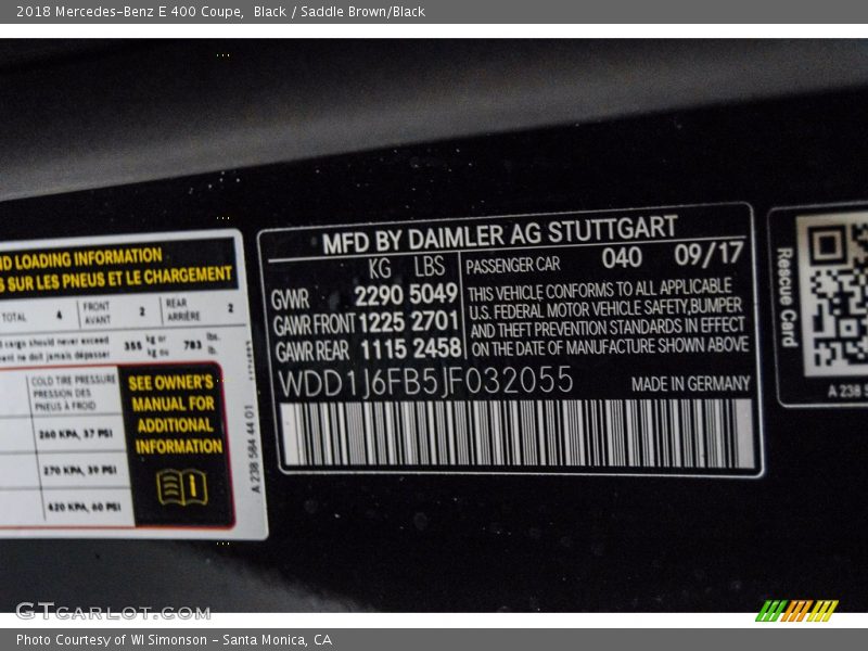 Black / Saddle Brown/Black 2018 Mercedes-Benz E 400 Coupe