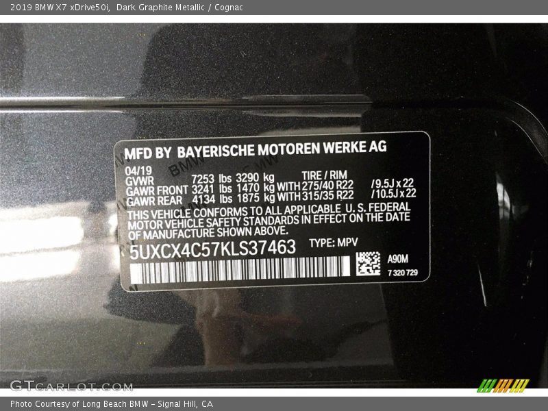 Dark Graphite Metallic / Cognac 2019 BMW X7 xDrive50i