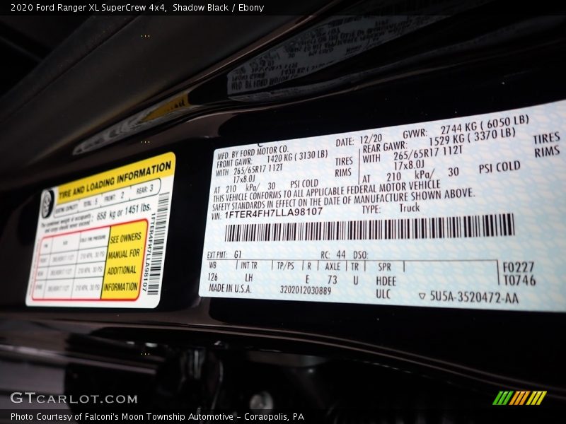 Shadow Black / Ebony 2020 Ford Ranger XL SuperCrew 4x4