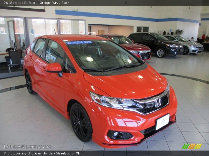 Orange Fury / Black 2018 Honda Fit Sport