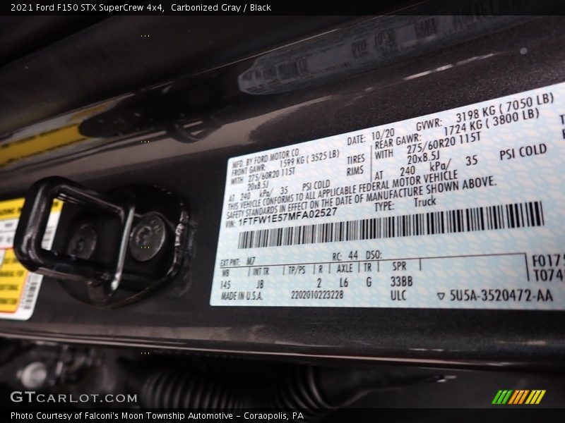 2021 F150 STX SuperCrew 4x4 Carbonized Gray Color Code M7