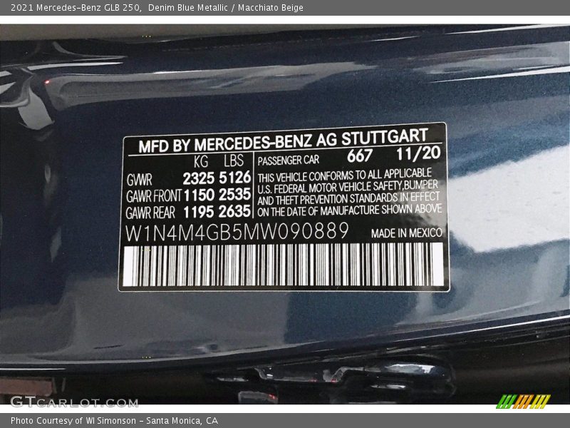 Denim Blue Metallic / Macchiato Beige 2021 Mercedes-Benz GLB 250