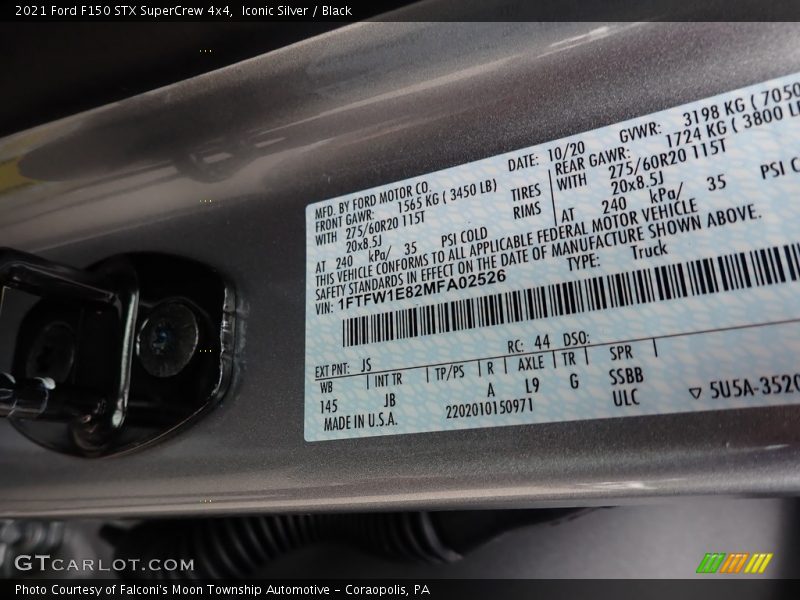2021 F150 STX SuperCrew 4x4 Iconic Silver Color Code JS