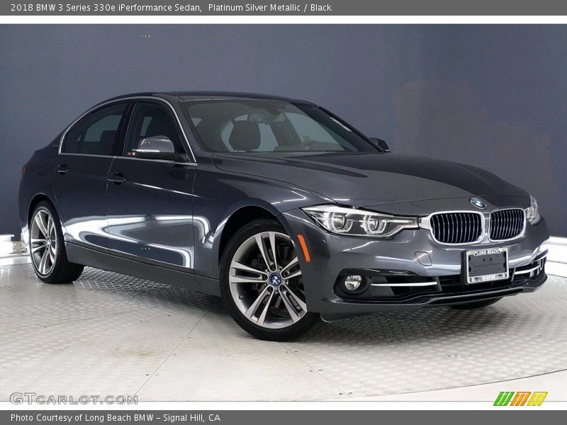 Platinum Silver Metallic / Black 2018 BMW 3 Series 330e iPerformance Sedan