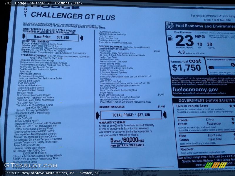  2021 Challenger GT Window Sticker