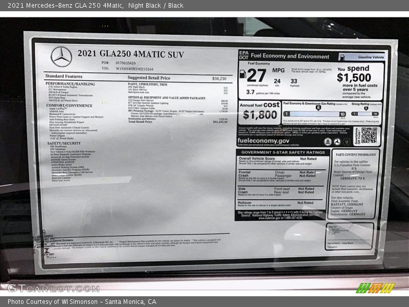 Night Black / Black 2021 Mercedes-Benz GLA 250 4Matic