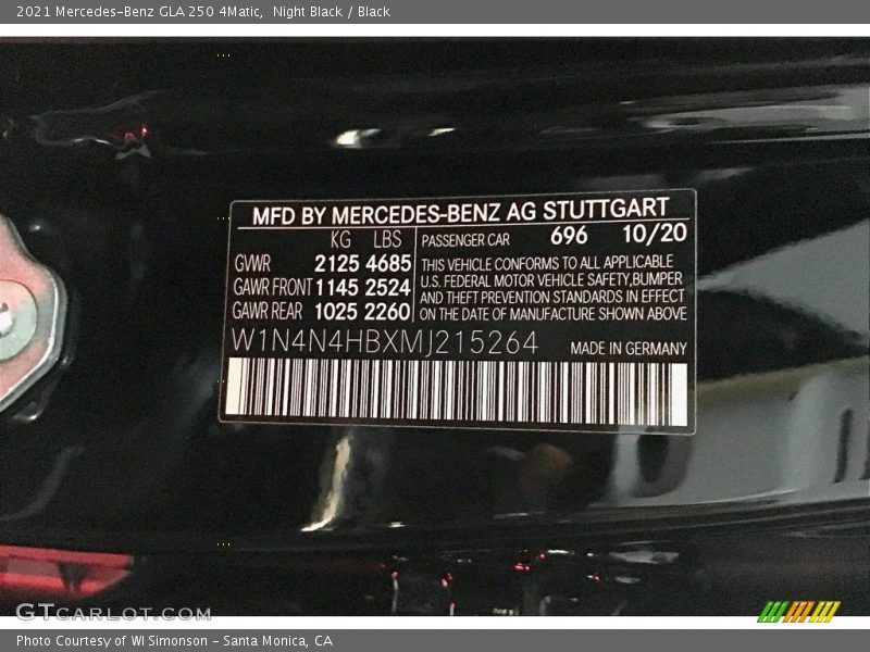 Night Black / Black 2021 Mercedes-Benz GLA 250 4Matic