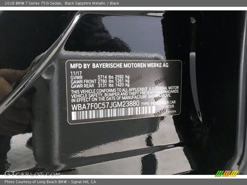 Black Sapphire Metallic / Black 2018 BMW 7 Series 750i Sedan