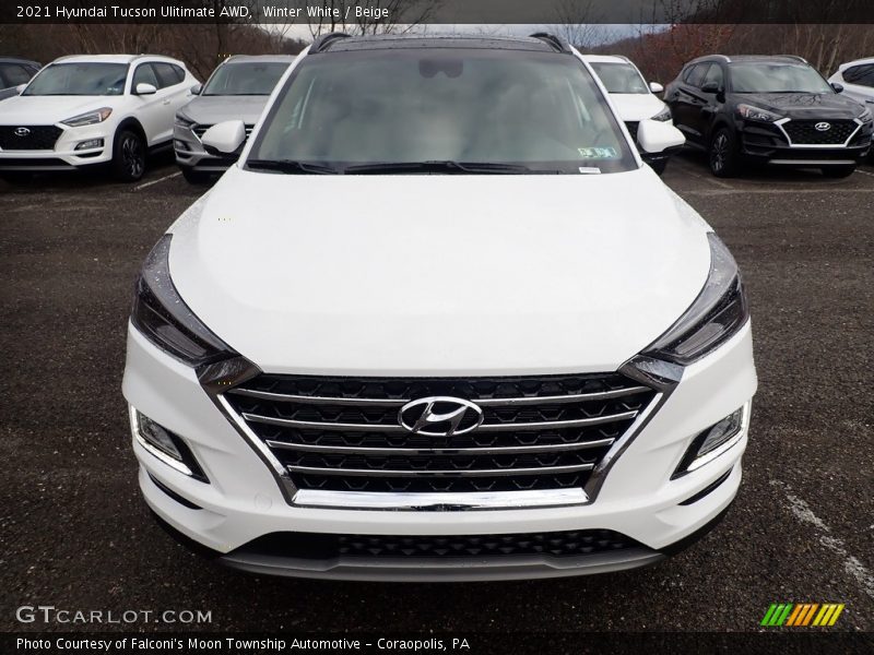 Winter White / Beige 2021 Hyundai Tucson Ulitimate AWD