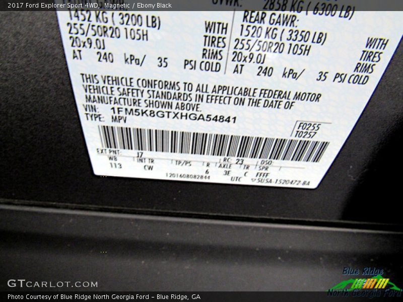 Magnetic / Ebony Black 2017 Ford Explorer Sport 4WD