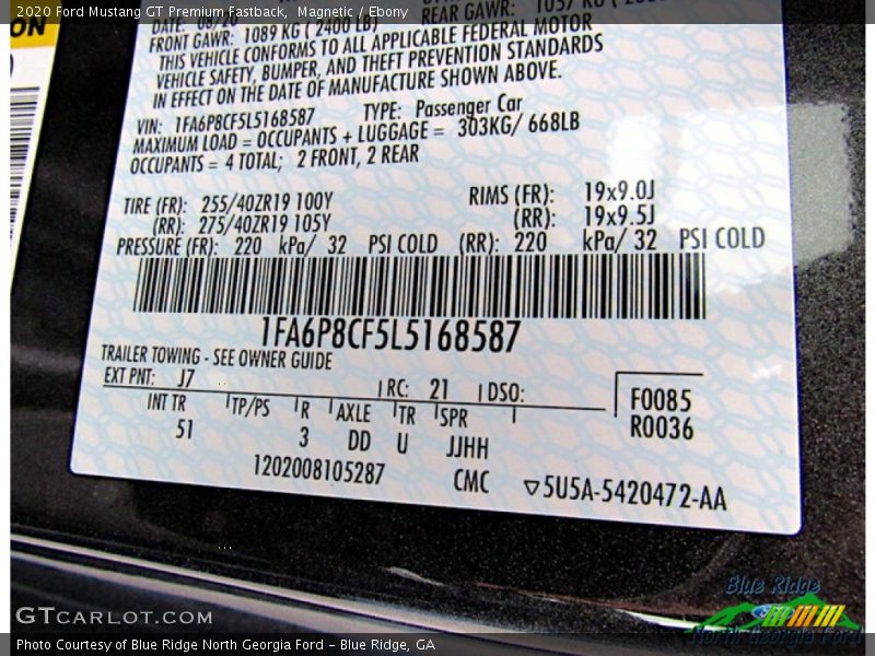 Magnetic / Ebony 2020 Ford Mustang GT Premium Fastback