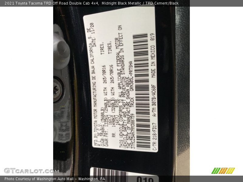 Midnight Black Metallic / TRD Cement/Black 2021 Toyota Tacoma TRD Off Road Double Cab 4x4