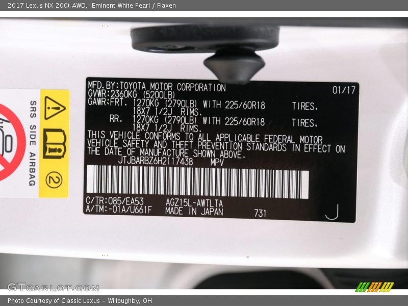 Eminent White Pearl / Flaxen 2017 Lexus NX 200t AWD