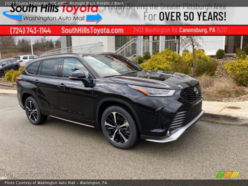 Midnight Black Metallic / Black 2021 Toyota Highlander XSE AWD