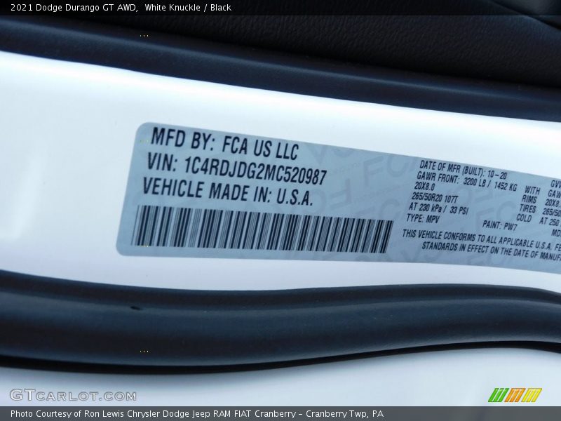 White Knuckle / Black 2021 Dodge Durango GT AWD