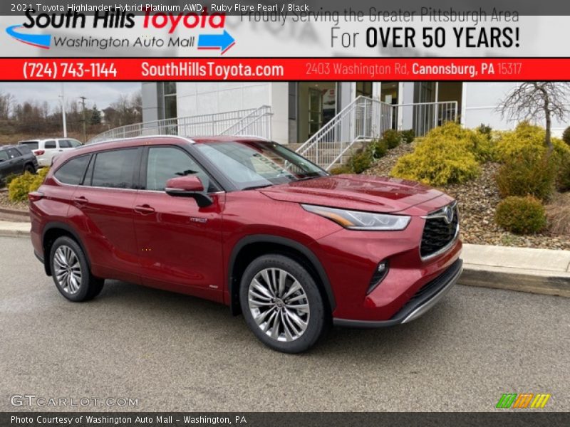 Ruby Flare Pearl / Black 2021 Toyota Highlander Hybrid Platinum AWD