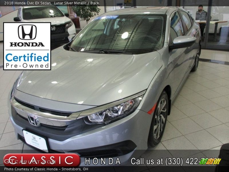 Lunar Silver Metallic / Black 2018 Honda Civic EX Sedan
