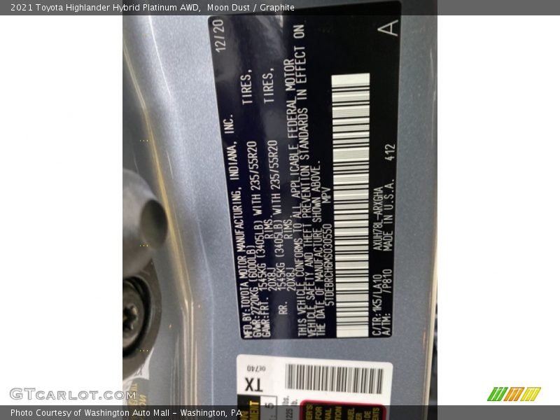 Moon Dust / Graphite 2021 Toyota Highlander Hybrid Platinum AWD