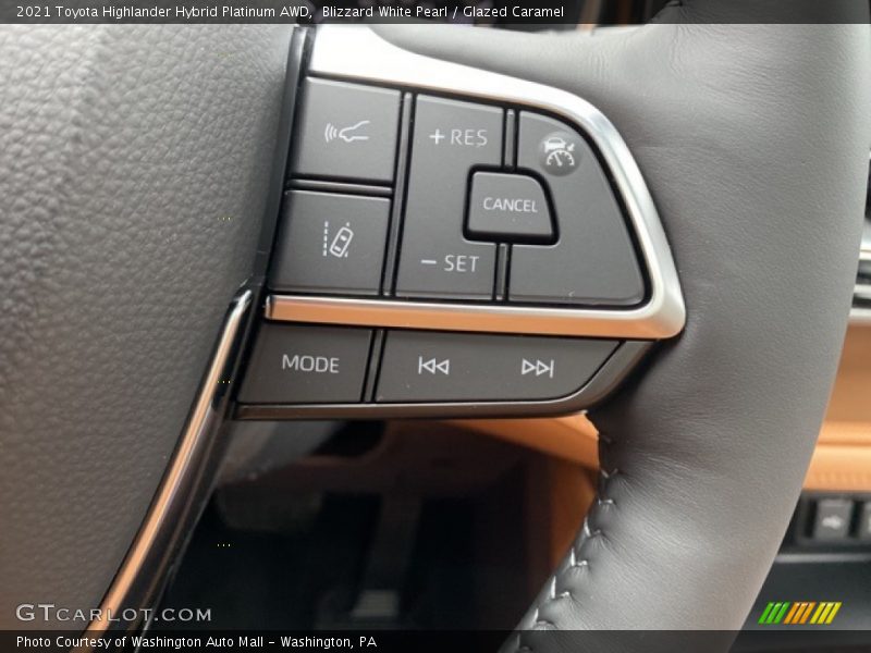 Blizzard White Pearl / Glazed Caramel 2021 Toyota Highlander Hybrid Platinum AWD